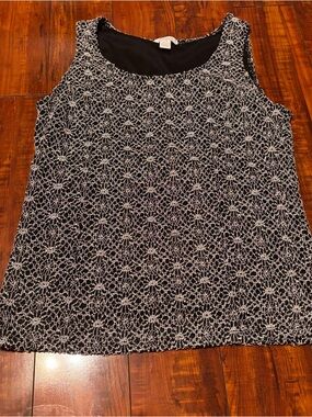 dressbarn Black Tank with White Crochet Lace Overlay